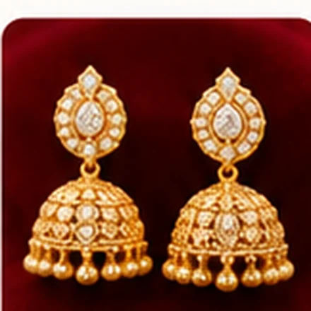 Illustrative Gold Jhumka Earrings product photograph